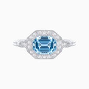 Antique Inspired Aquamarine and Diamond Ring - Shahin Jewelry